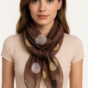 Barneys New York Brown and cream Silk Scarf